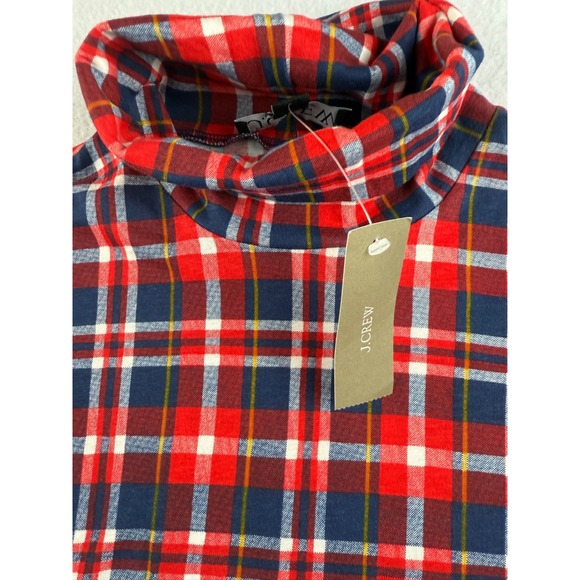 J. Crew Red Blue Plaid Long Sleeve‎ Turtleneck Top XS - Picture 3 of 8